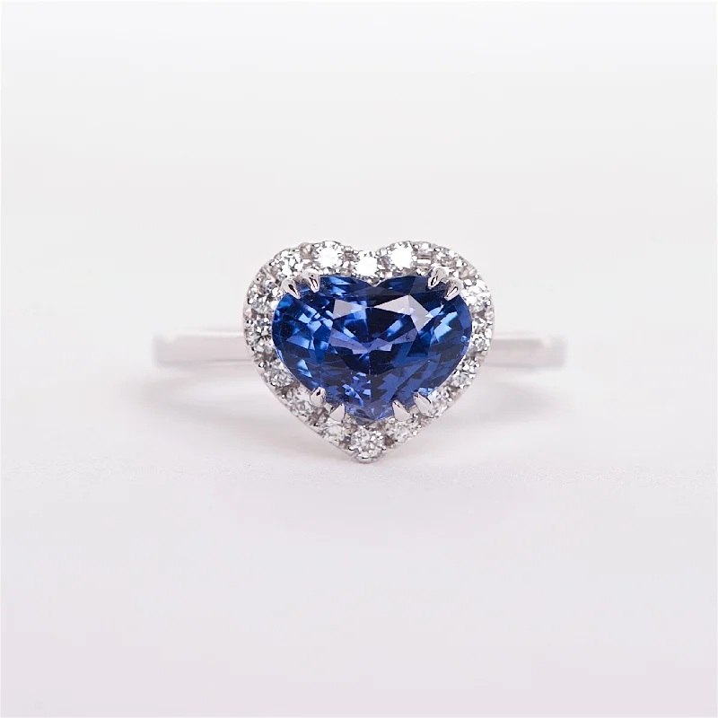 colored gemstone engagement rings for women-The Annabelle - GIA Certified Blue Sapphire and Diamond Ring