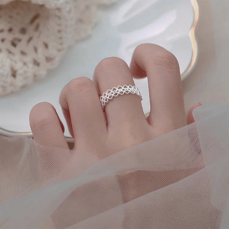 bridal rings for women-Commute Solid Color Sterling Silver Polishing Open Rings