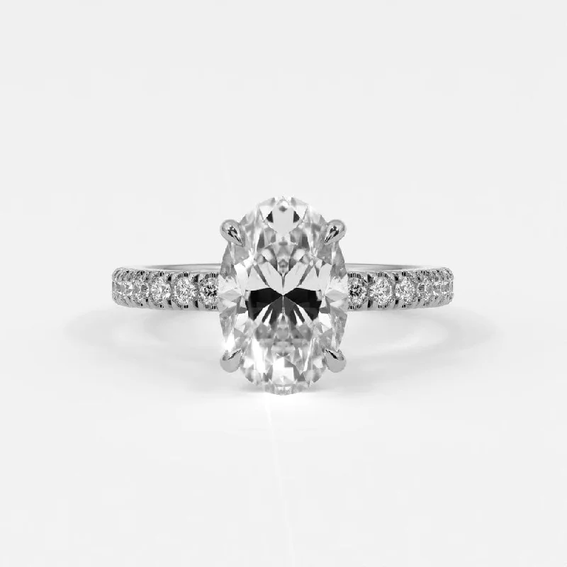 double halo engagement rings for women-Oval Diamond Engagement Rings, Lab Grown