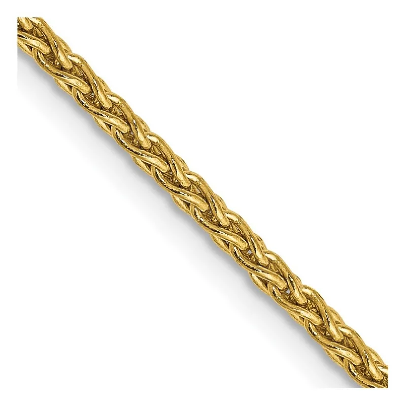 antique-style anklet for women-Curata Women's 14k Yellow Gold 1.9mm Round Wheat Chain Anklet- 10 Inch