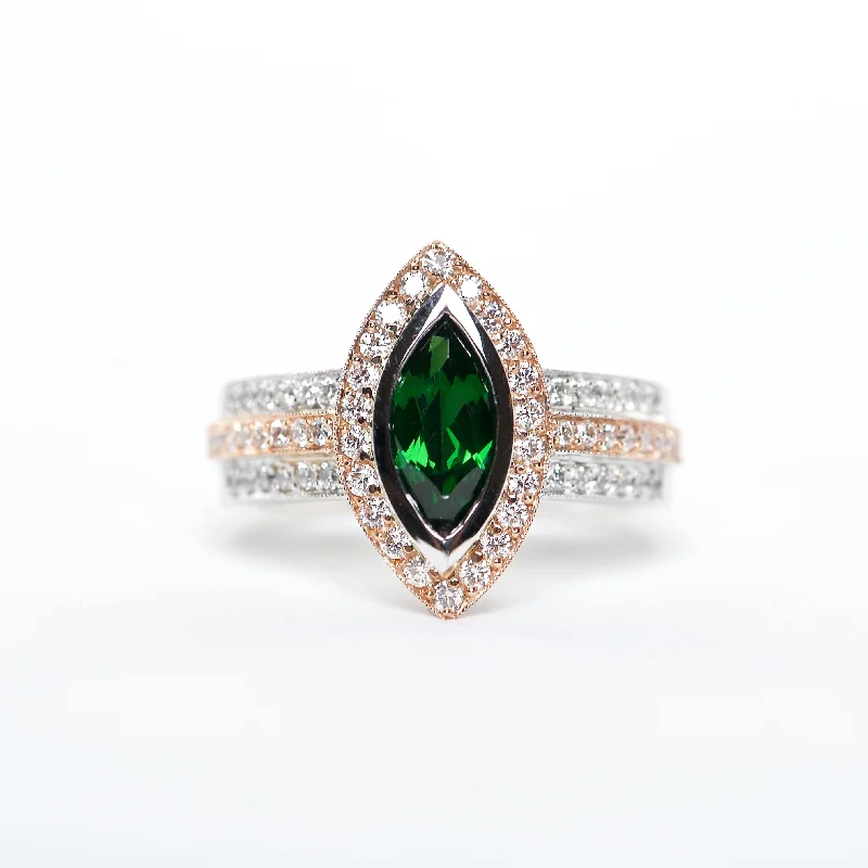 platinum engagement rings for women-The Florence - AAA 18K Tsavorite and Diamond ring