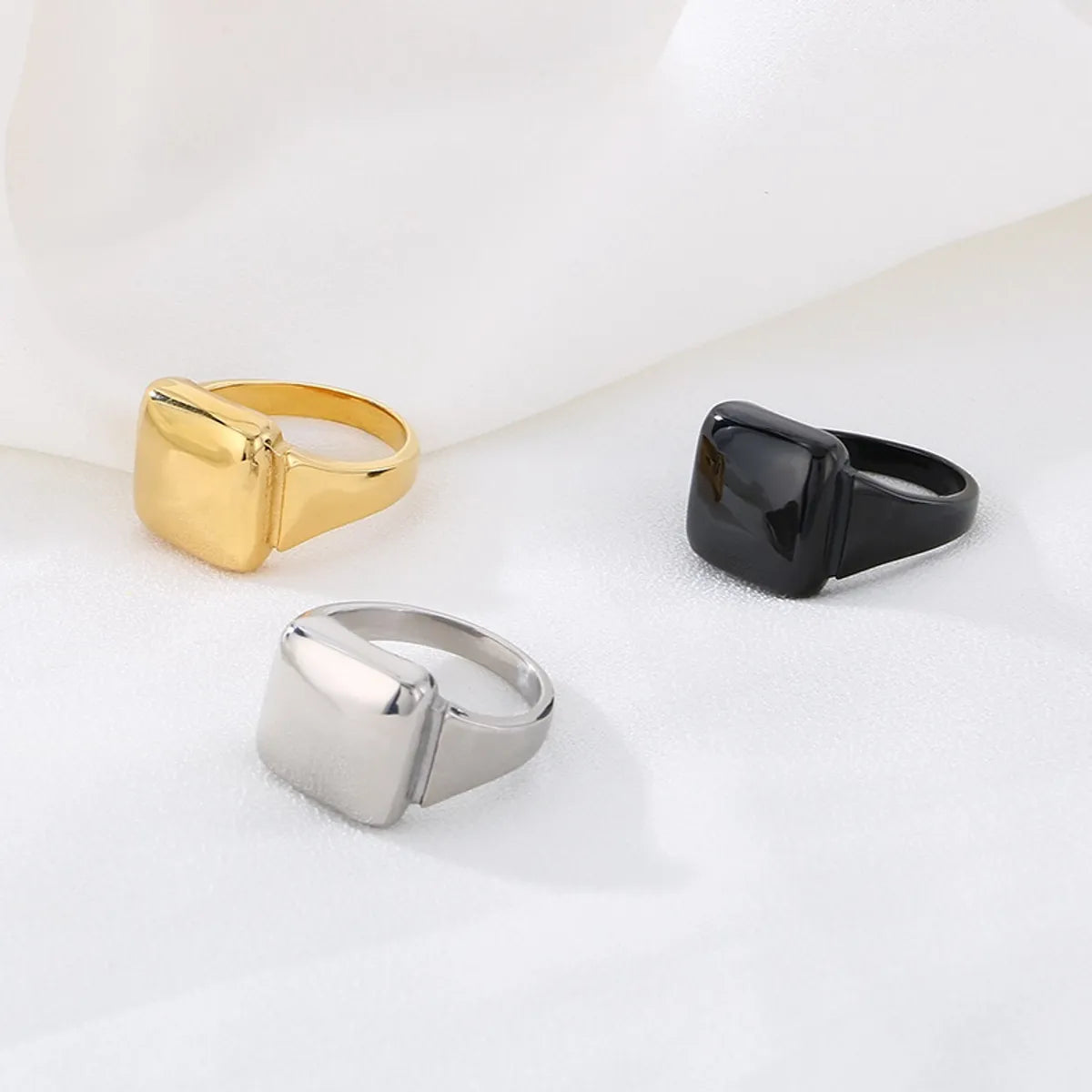 promise rings for women-Stainless Steel Simple Style Square Rings