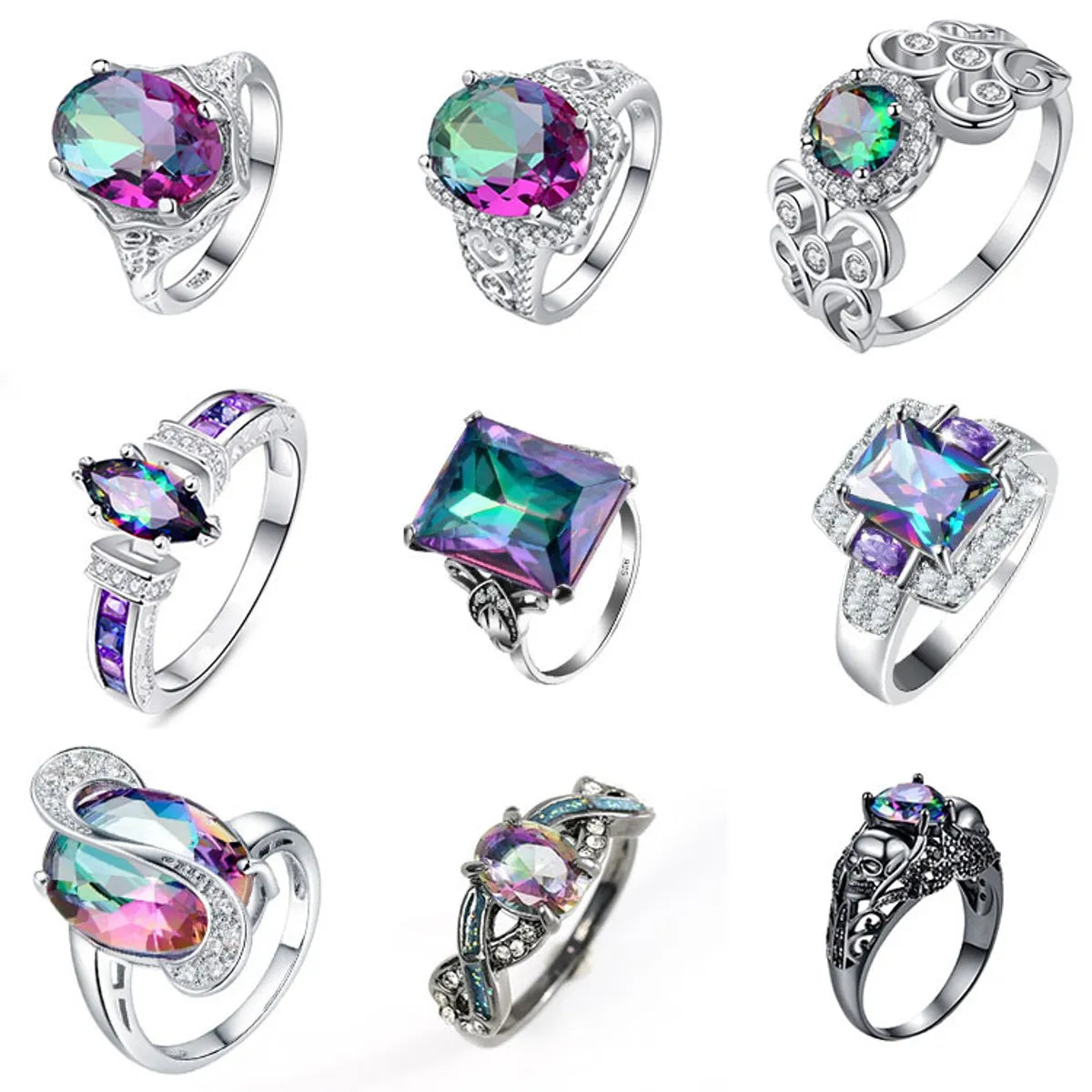 vintage rings for women-Fashion Geometric Alloy Plating Zircon Women's Rings