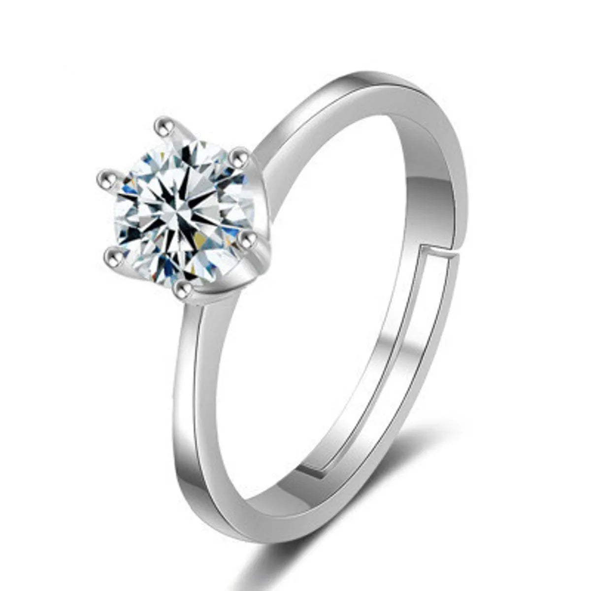 vintage three-stone engagement rings for women-Simple Fashion Diamond Couple Classic Crown Six-claw Inlaid Open Ring