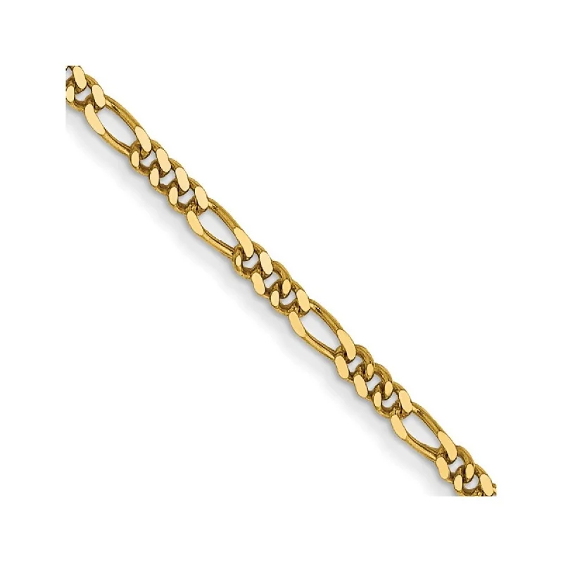 starfish anklet for women-Curata 14k Yellow Gold 9" or 10" 1.25mm Flat Figaro Chain Anklet (Spring-ring)