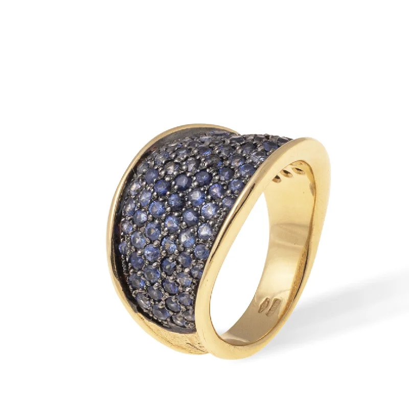 dainty rings for women-Marco Bicego Lunaria Sapphire Pavé Band Ring