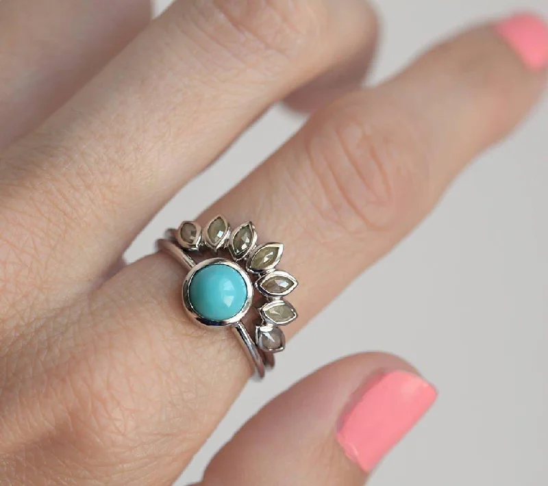 romantic engagement rings for women-Turquoise Ring Set, Engagement Ring