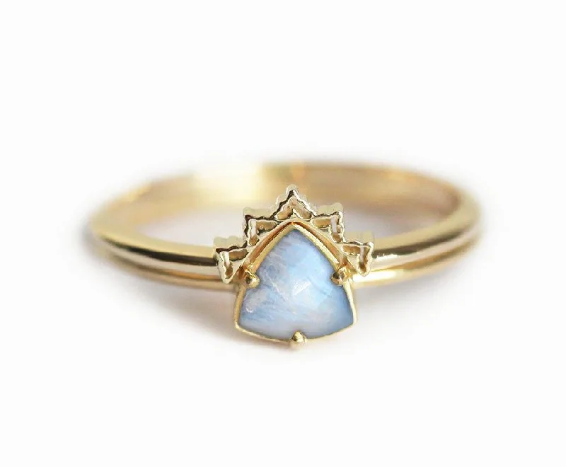 modern engagement rings for women-Moonstone Wedding Ring Set, Moonstone Engagement Ring