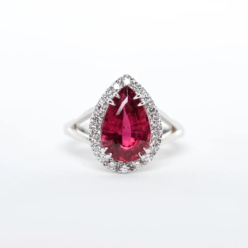 round cut engagement rings for women-The Maddison - AAA 18K Rubellite Tourmaline and Diamond ring