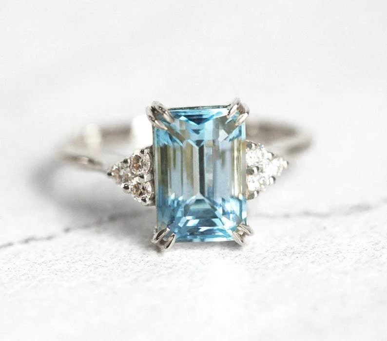 silver engagement rings for women-Sienna Gold Aquamarine Engagement Ring