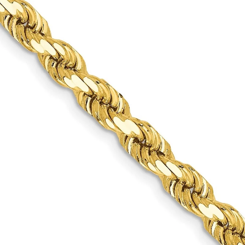 beachy anklet for women-Curata 10k Yellow Gold Solid 5mm Handmade Sparkle Cut Rope Chain Anklet 9 Inch