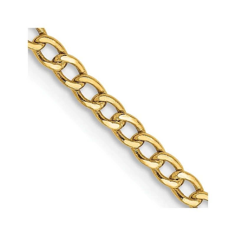 anklet for special occasions for women-Curata Women's 14k Yellow Gold 2.5mm Semi-solid Curb Link Chain Anklet- 10 Inch