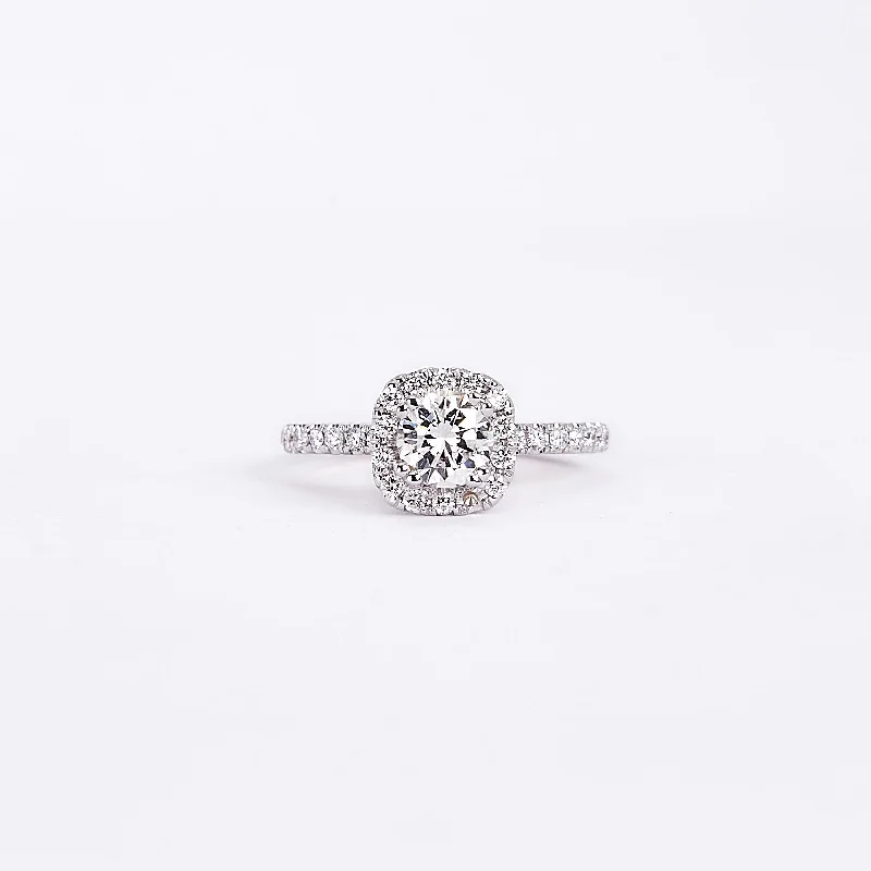 personalized engagement rings for women-The Kim - 14K White & Rose Gold GIA Certifed Diamond Ring