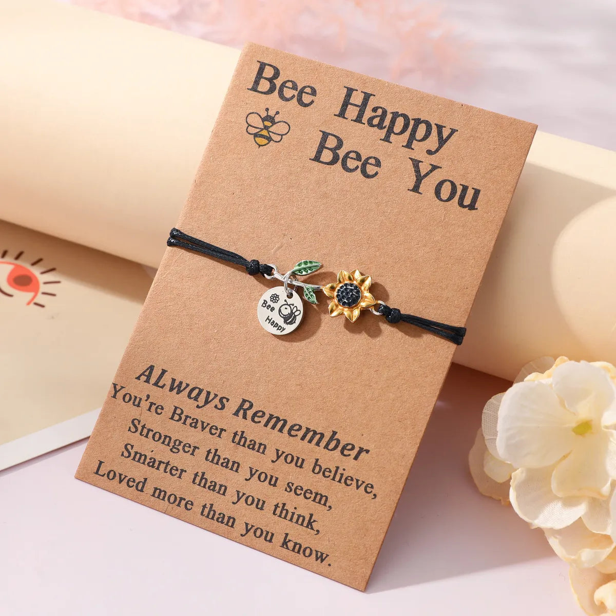 gemstone engagement rings for women-Cute Sweet Sunflower Bee 304 Stainless Steel CCB Alloy Enamel Carving Mother'S Day Women'S Drawstring Bracelets