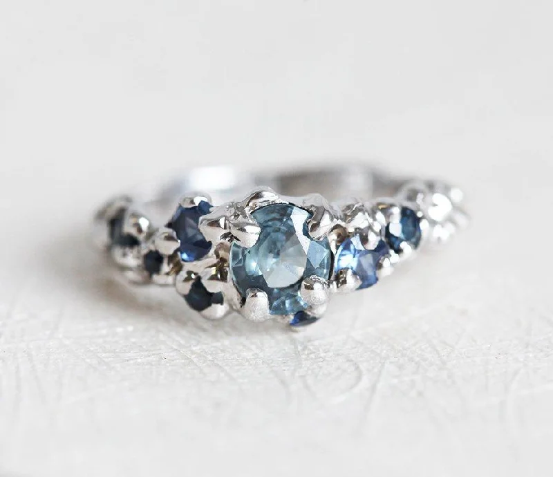 engagement rings with colored diamonds for women-Handmade Engagement Ring, Raw Cluster Ring