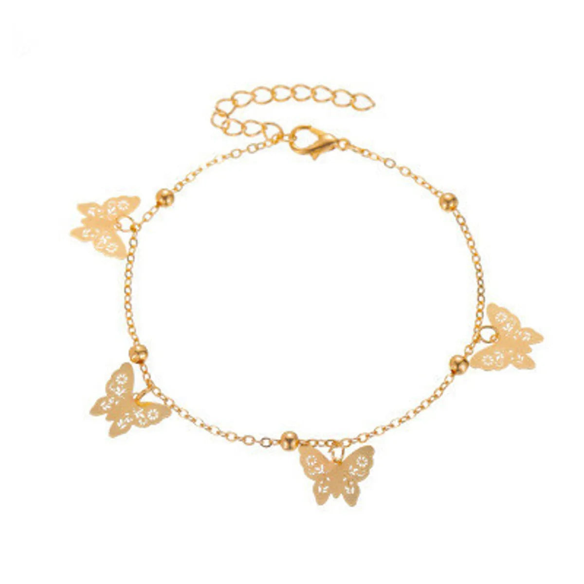 crystal anklet for women-New Anklet Hollow Butterfly Pendant Anklet Summer Beach Four Butterfly Anklets Wholesale Nihaojewelry