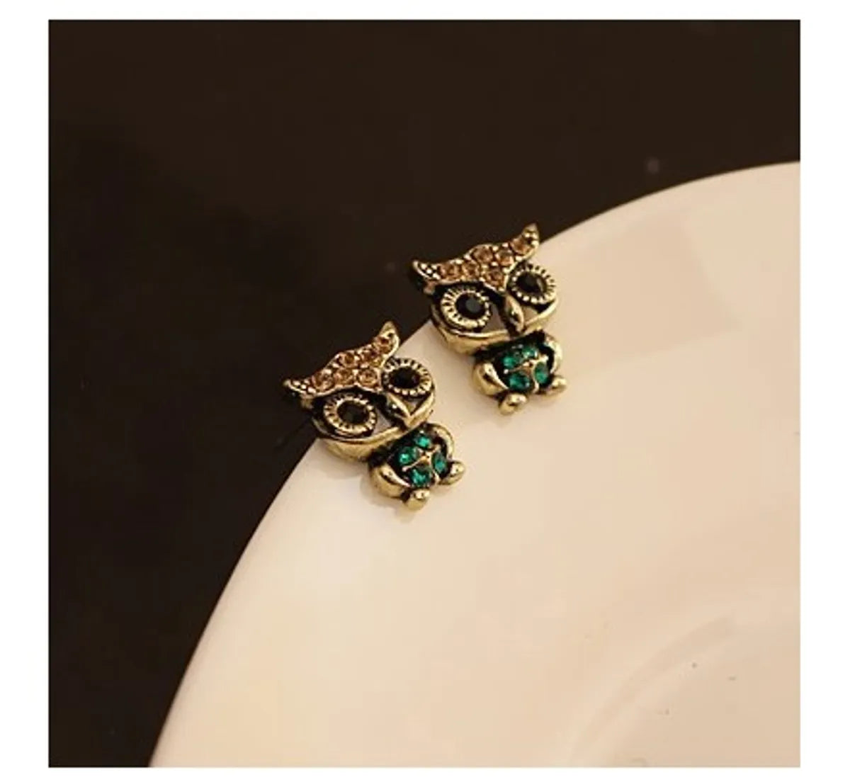 diamond solitaire engagement rings for women-Fashion Cute Retro Diamonds Owl Stud Earrings Hollow Out Animal