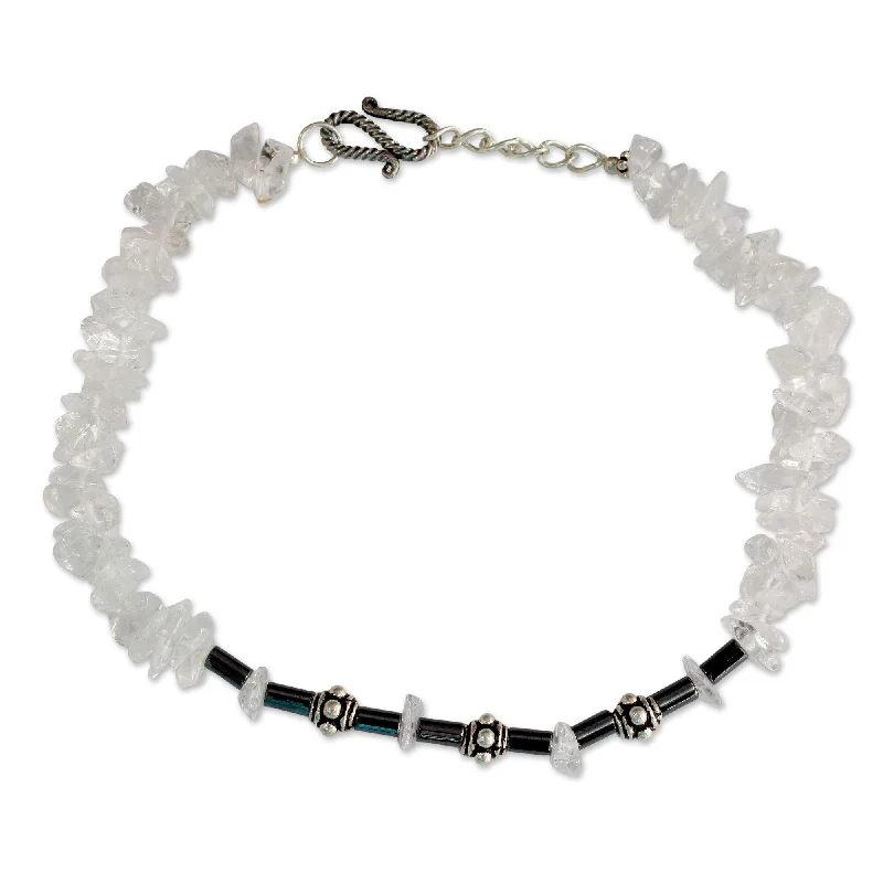 anklet with emerald for women-Novica Handmade Ice Princess Quartz And Hematite Anklet - 8' x 11'