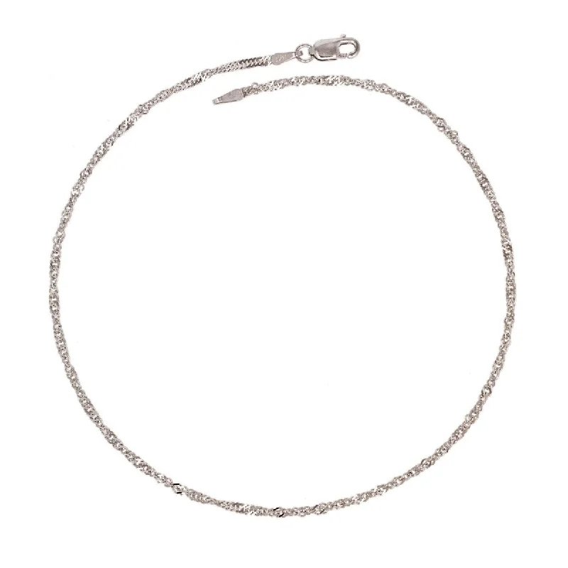 star anklet for women-14K Italian 1.6 mm White Gold Singapore 10-Inch Anklet