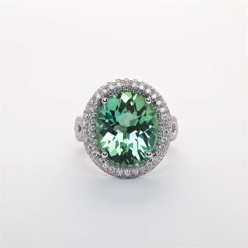 statement engagement rings for women-The Cristina - GIA Certified Tourmaline and Diamond Ring