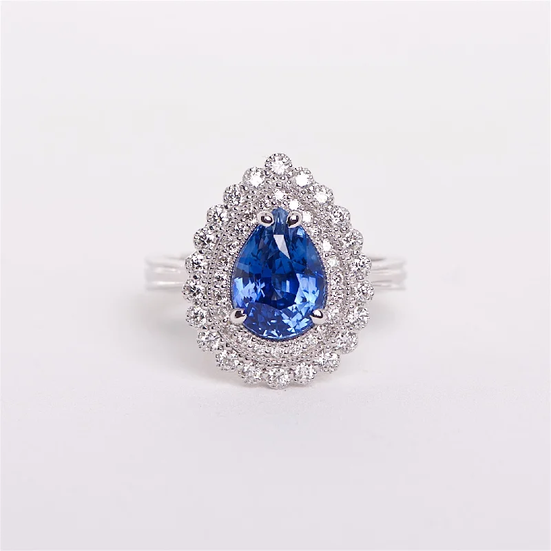 traditional engagement rings for women-The Azul - 18K GIA Certified Blue Sapphire and Diamond Ring