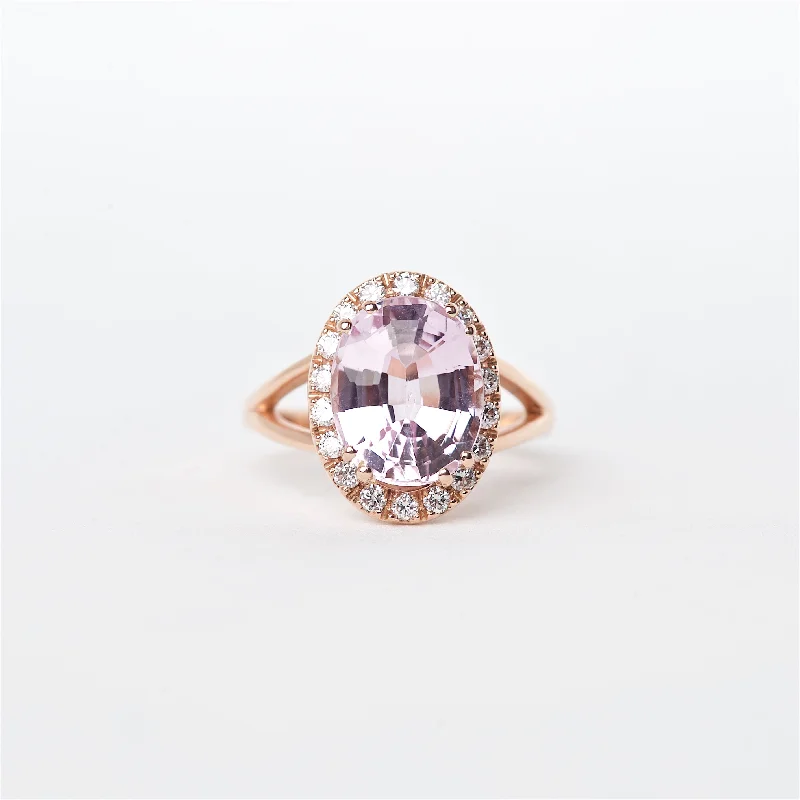 diamond eternity engagement rings for women-The Kory - 14K Kunzite and Diamond ring