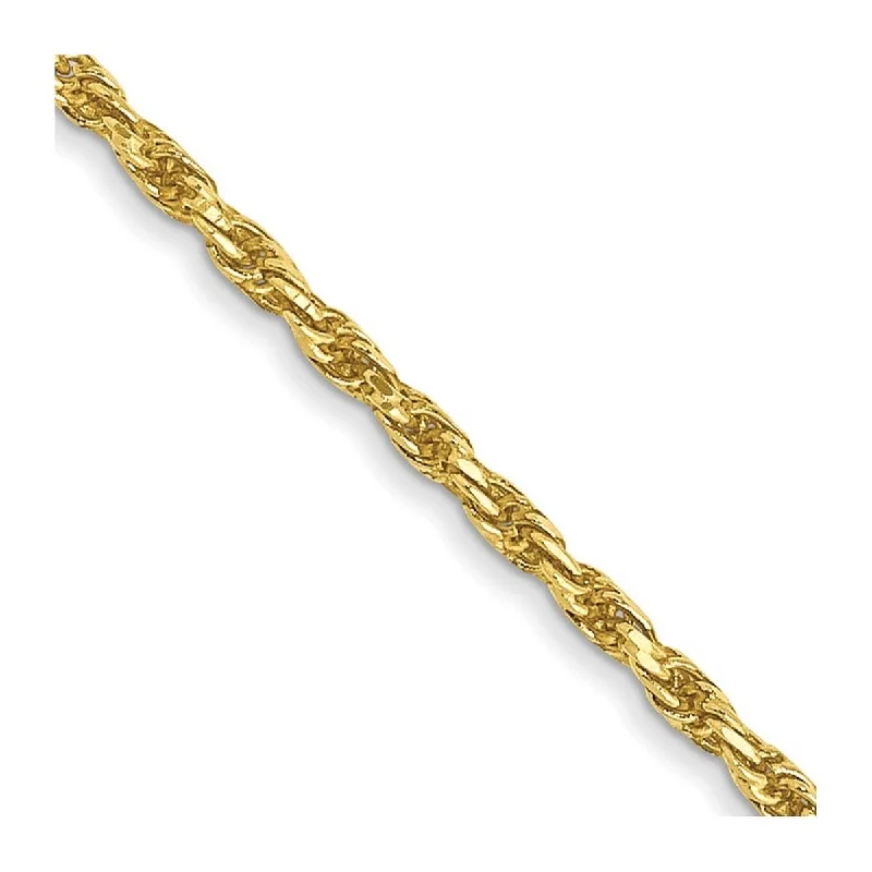 ankle ring for women-Curata 10k Yellow Gold Solid 1.5mm Sparkle Cut Rope Chain Anklet 9 Inch