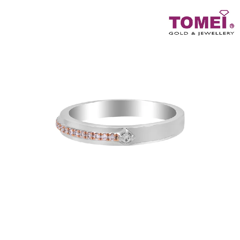 silver rings for women-TOMEI EB Evermore Ring For Her, White+Rose Gold 750