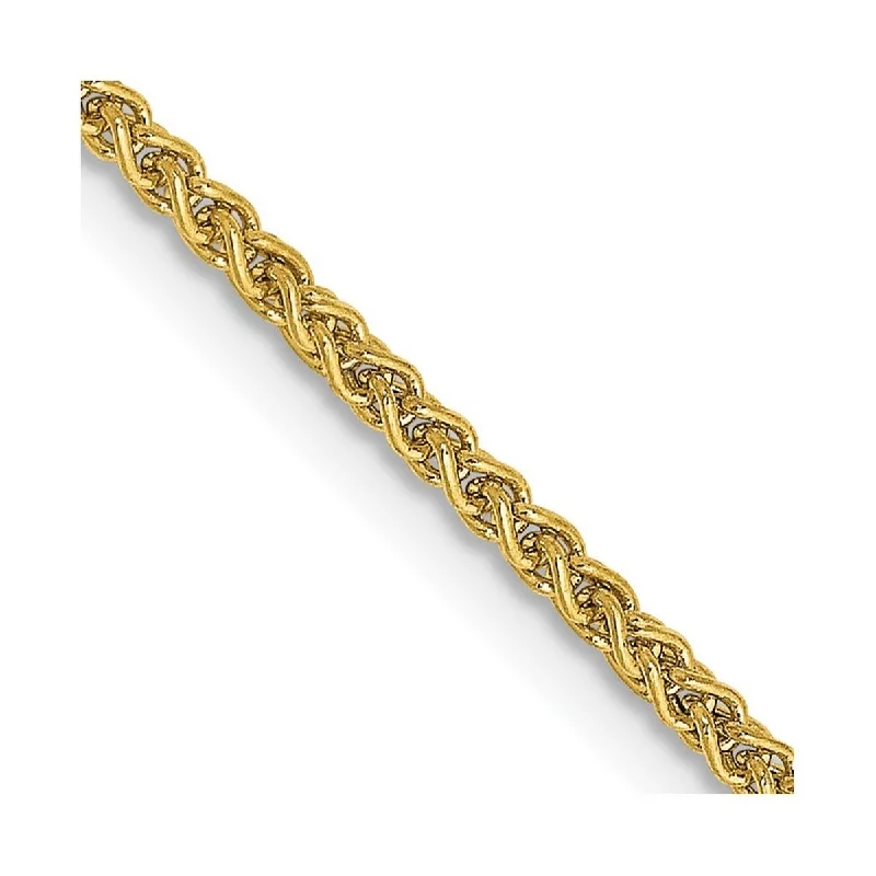 gold-plated anklet for women-Curata 14k Yellow Gold 9" or 10" 1.55mm Semi solid Wheat Chain Anklet Jewelry Gifts for Women