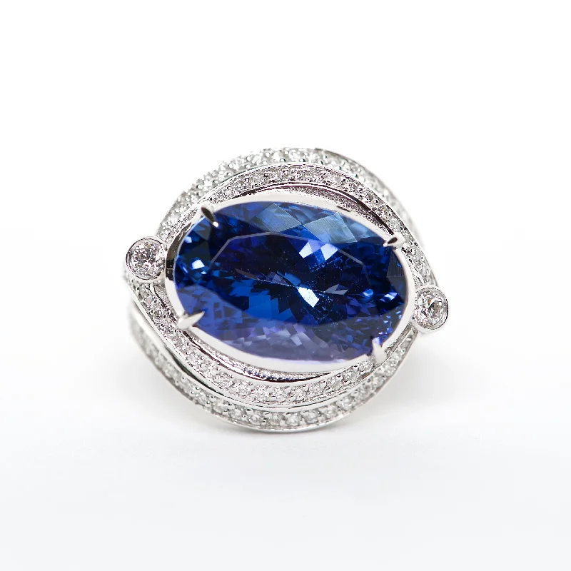 moissanite engagement rings for women-The Bella - Tanzanite and Diamond Ring