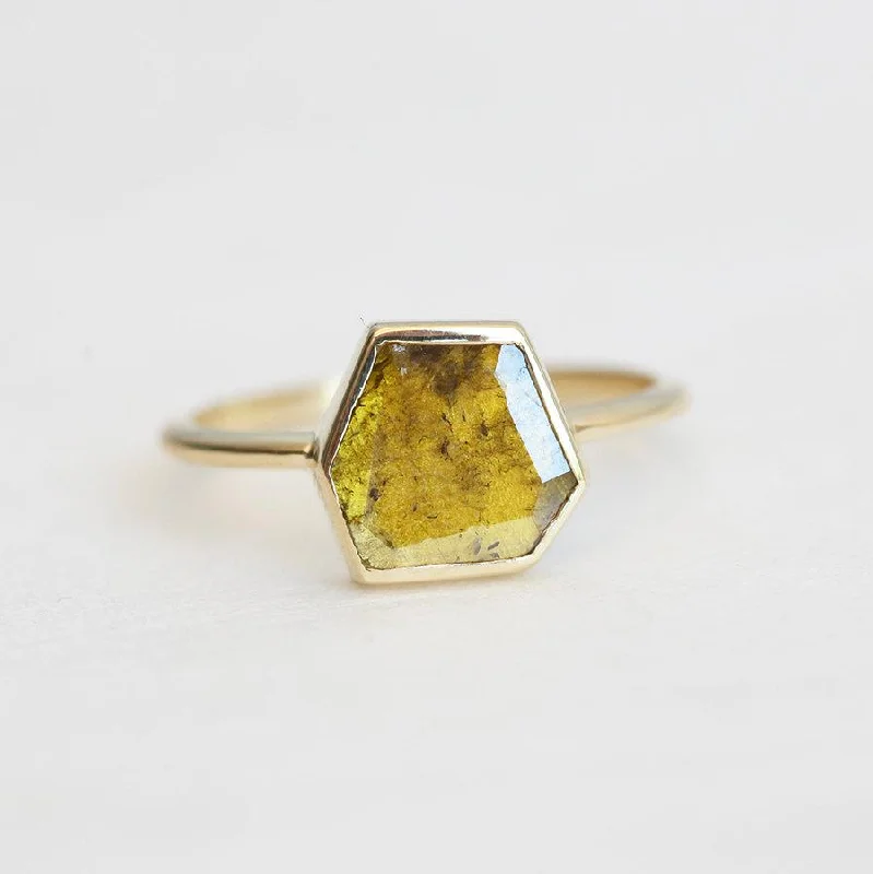 vintage inspired wedding rings for women-Marigold Diamond Slice Ring, Yellow Diamond Ring