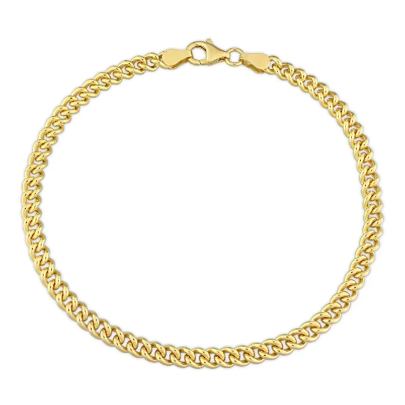 luxury anklet for women-Miadora 4.4mm Curb Link Chain Anklet in Yellow Silver - 9 in