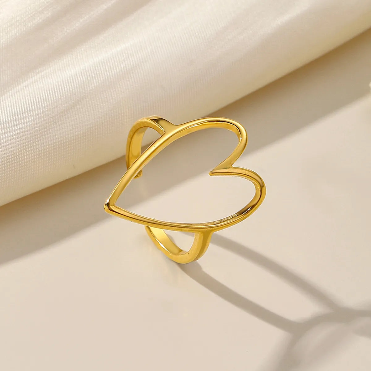 gold wedding rings for women-Romantic Simple Style Heart Shape Stainless Steel Plating Carving Open Rings