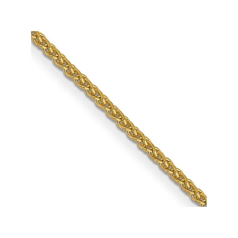 minimalist anklet for women-Curata Women's 14k Yellow Gold 1mm Solid Sparkle-Cut Spiga Chain Anklet - 10 Inch