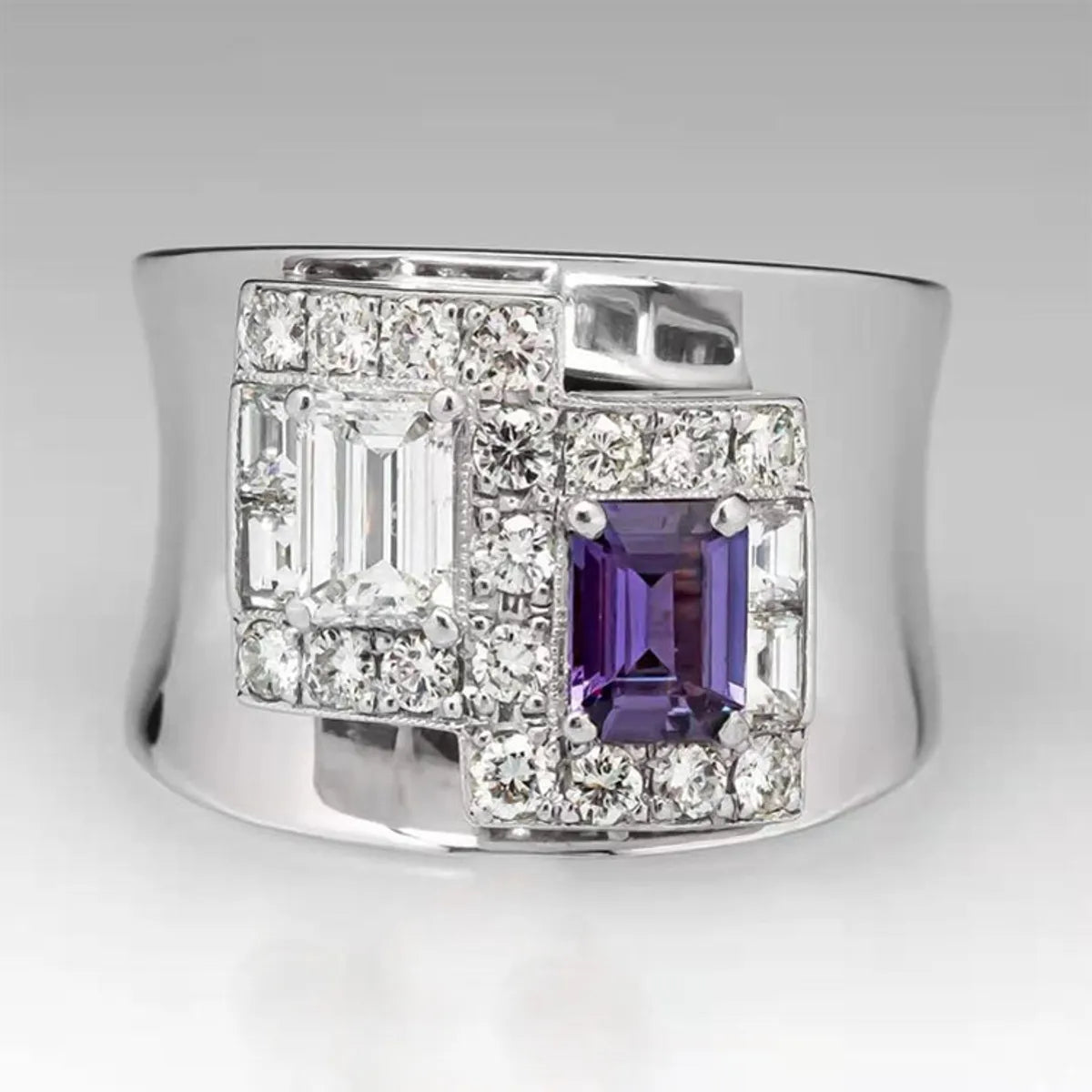 platinum rings for women-Wholesale Jewelry Simple Style Solid Color Alloy Zircon Inlay Rings