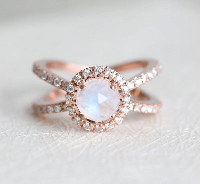 wedding and engagement ring sets for women-Magdalena Moonstone Diamond Ring