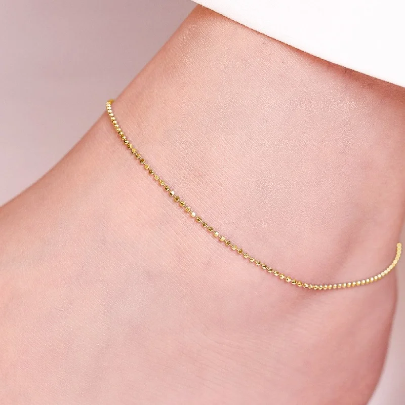 chic anklet for women-Golden Sphere 925 Sterling Silver Gold Plated Anklets