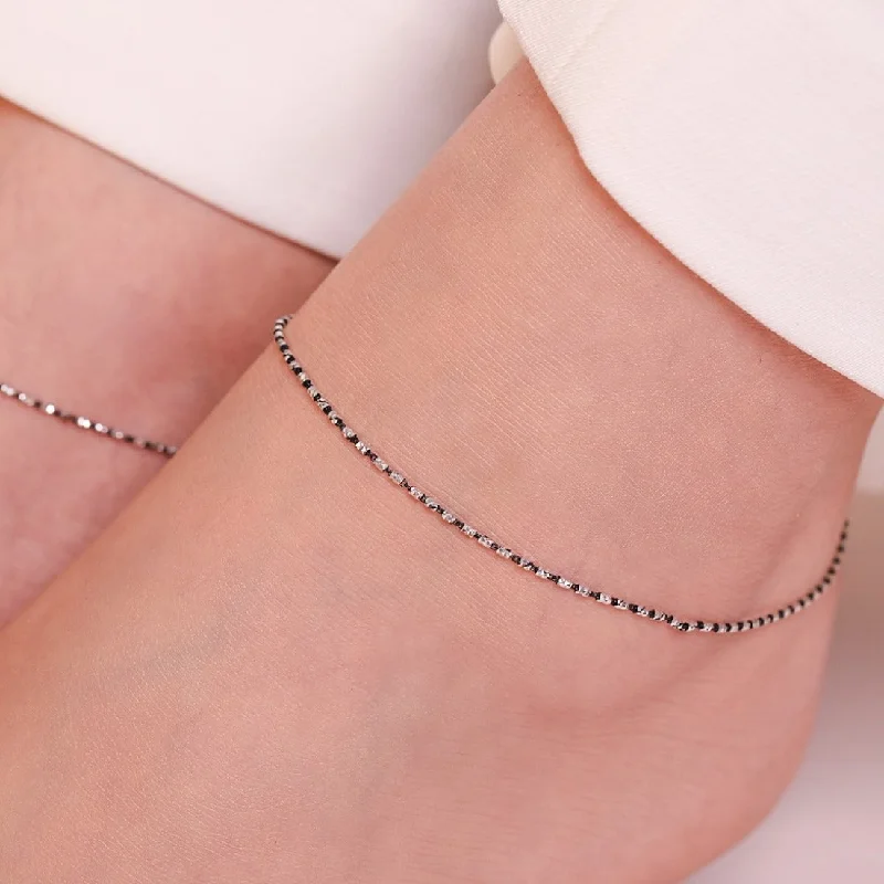 ankle chain for women-Radiant Charms Silver-Plated 925 Sterling Silver Anklet