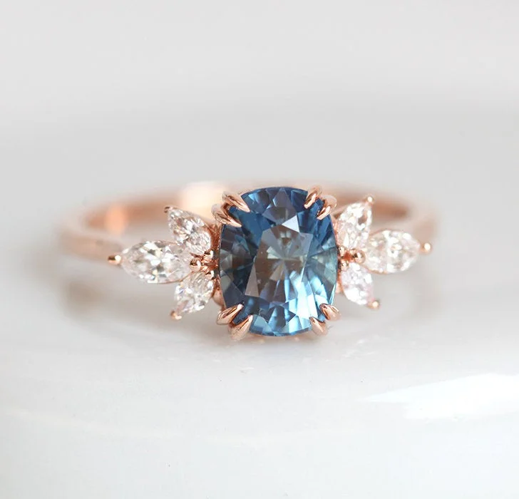 rose gold diamond engagement rings for women-Nicola Blue Sapphire Diamond Ring