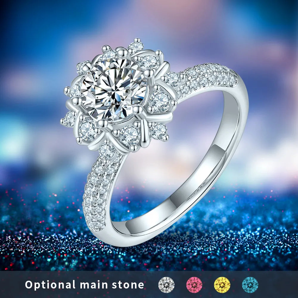 modern engagement rings for women-Sterling Silver Moissanite Round Rings