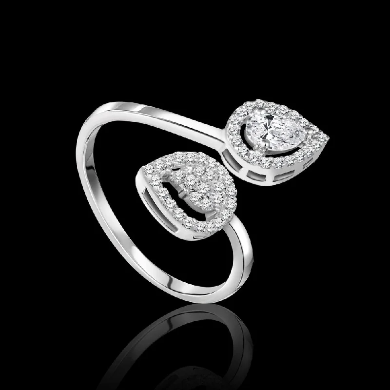 diamond solitaire engagement rings for women-Stunning pear-shaped diamond ring, radiating timeless elegance and captivating brilliance Fine jewelry / I-X54R