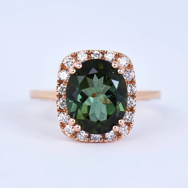 vintage diamond engagement rings for women-The Sahara - 14K Tourmaline and Diamond Ring