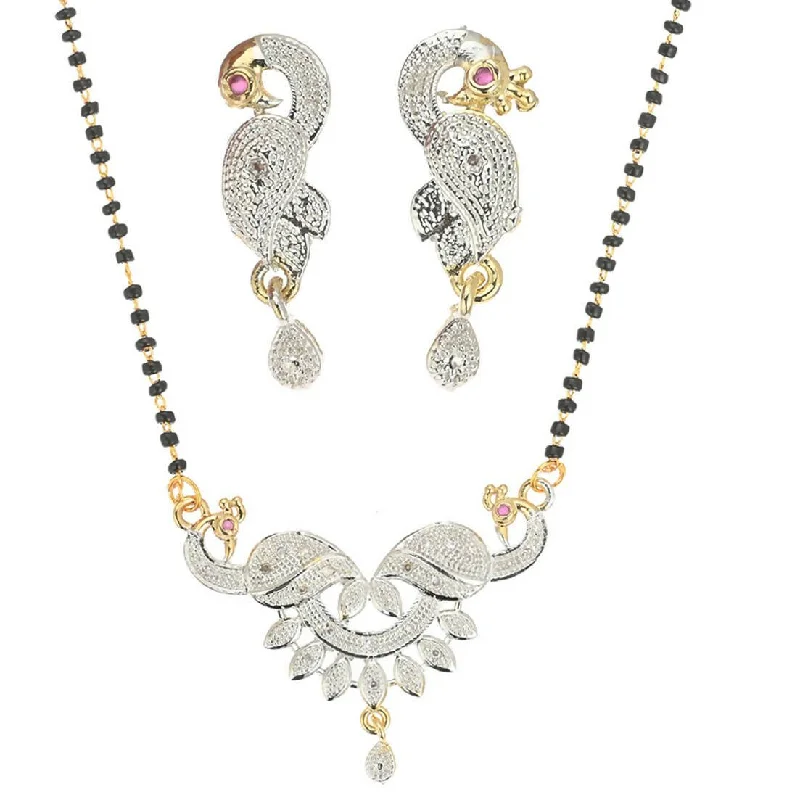 delicate anklet for women-AanyaCentric Gold-plated Mangalsutra Pendant Earring Set & Silver Plated Anklet