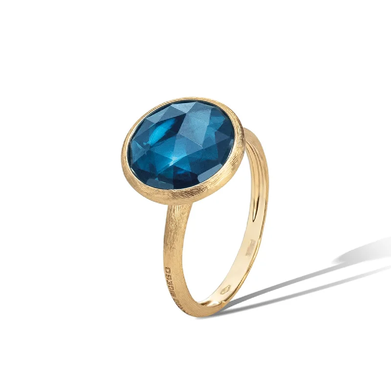 two-tone rings for women-Marco Bicego Jaipur Color Cyan Topaz Ring