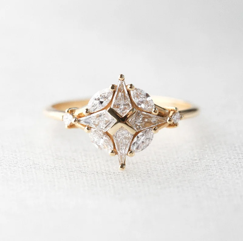 antique engagement rings for women-Compass Diamond Ring