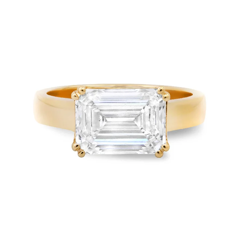 oval halo engagement rings for women-14K & 18K Gold Emerald Cut East West Diamond Ring, Lab Grown