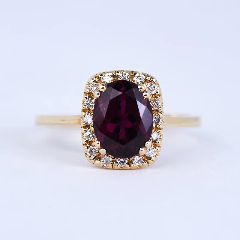 engagement rings with colored diamonds for women-The Maddy - 14K Tourmaline and Diamond Ring