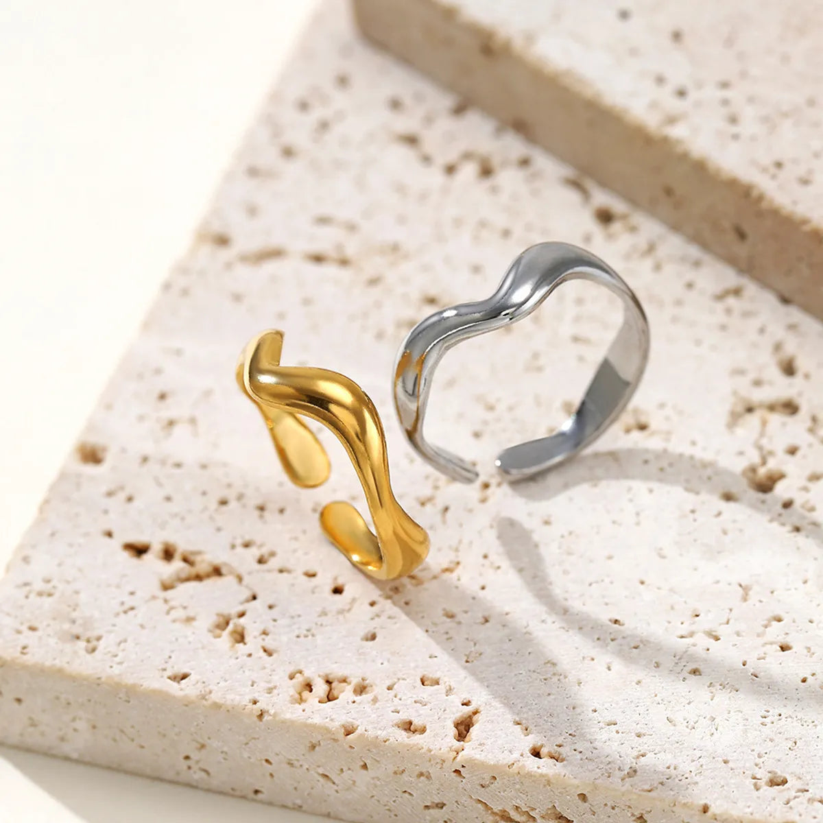 chunky gold rings for women-Glam Luxurious Irregular Geometric Stainless Steel Plating Gold Plated Silver Plated Open Rings