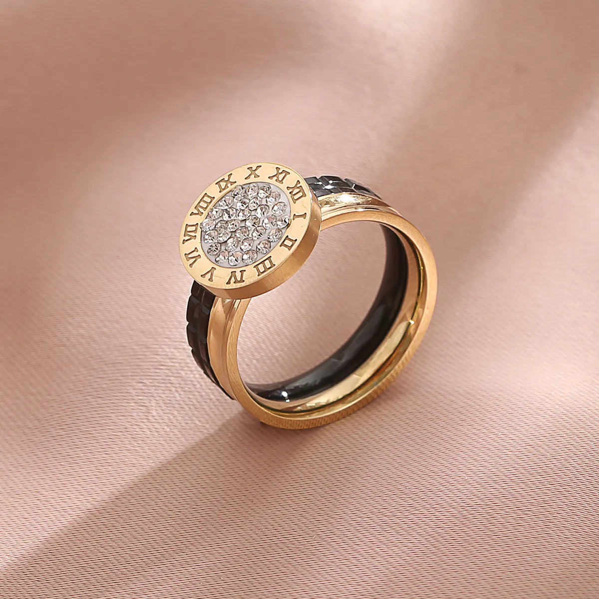 designer rings for women-Vintage Style Letter Stainless Steel Inlay Zircon Rings