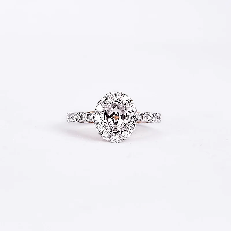 cushion cut engagement rings for women-The Connie - 18K White and Rose Gold Diamond Ring